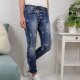 Jewelly Damen Stretch Jeans| Boyfriend Hose mit Blumen Muster| Flower Print Denim