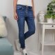 Jewelly Damen Stretch Jeans| Casual boyfriend Denim Hose| mit sichtbarer Knopfleiste