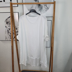 Basic Vokuhila Longsleeve Weiß One Size