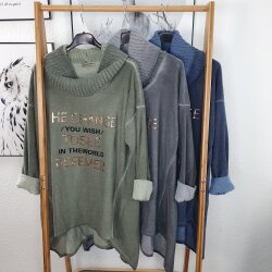 Vokuhila Print Sweater mit Rollkragen