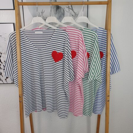 Streifen Shirt &quot; Stripes &amp; Heart&quot; One Size