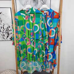 Grafisch gemusterte Long Bluse One Size