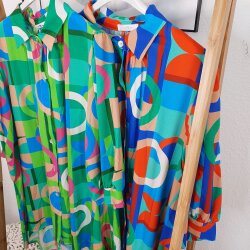 Grafisch gemusterte Long Bluse One Size