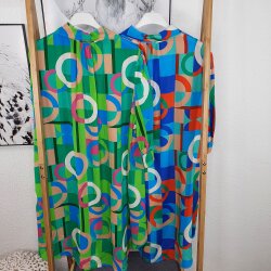 Grafisch gemusterte Long Bluse One Size