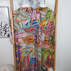 Bunte Retro Long Bluse One Size