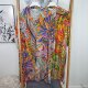 Bunte Retro Long Bluse One Size