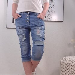 Jeans Bermuda mit Flicken- von M bis 4XL