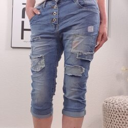 Jeans Bermuda mit Flicken- von M bis 4XL