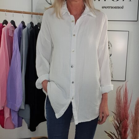 Oversized Musselin Bluse One Size