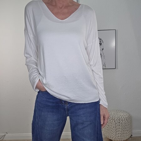 Viskose Strick Shirt- One Size Weiss