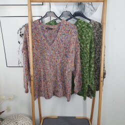 Melierter V-Neck Pulli- One Size