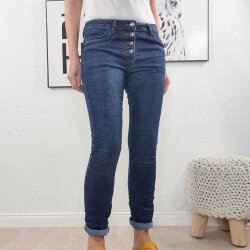 Jewelly Stretch Jeans| im Baggy Boyfriend Schnitt| Damen Hose mit dekorativer Knopfleiste| Perfekter Sitz M Dream Denim