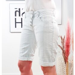 Buena Vista Malibu Damen Shorts| gestreifte Jeans Shorts mit Umschlag| Kurze Sommer Hose zum Krempeln mit Streifen