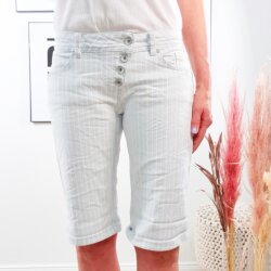 Buena Vista Malibu Damen Shorts| gestreifte Jeans Shorts mit Umschlag| Kurze Sommer Hose zum Krempeln mit Streifen