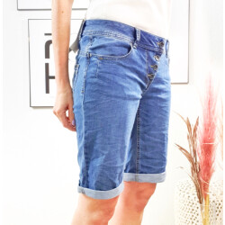 Buena Vista Malibu Damen Shorts| Jeans Shorts mit Umschlag| Kurze Sommer Hose zum Krempeln Midstone XS