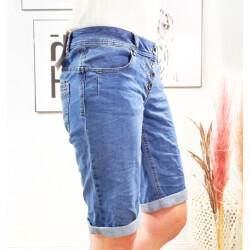 Buena Vista Malibu Damen Shorts| Jeans Shorts mit Umschlag| Kurze Sommer Hose zum Krempeln Midstone XS