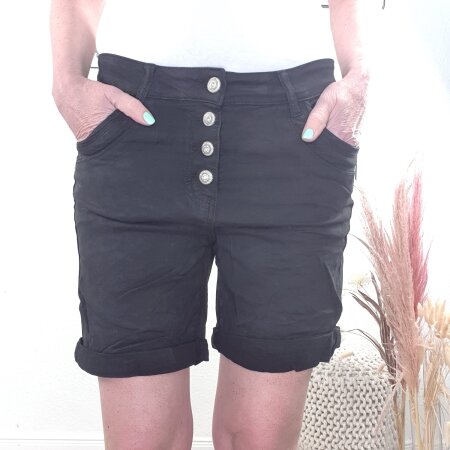 Twill Shorts mit antique button Knopfleiste Schwarz XL