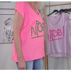 V-Neck Vokuhila Shirt NICE- One Size (5 Farben)