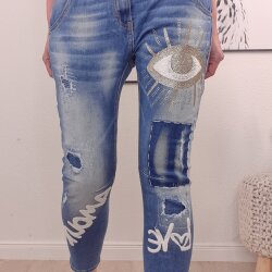 Destroyed Boyfriend Jeans GOLD EYE Dark Denim- von S bis XL