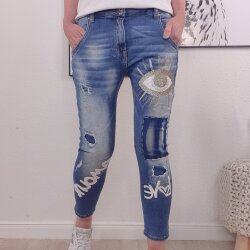 Destroyed Boyfriend Jeans GOLD EYE Dark Denim- von S bis XL