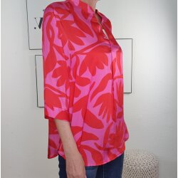Satin Schlupf Bluse Flower-One Size