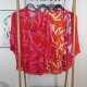 Satin Schlupf Bluse Flower-One Size