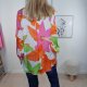 Satin Schlupf Bluse Hibiskus- One Size