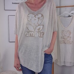 V- Neck Shirt AMOUR- One Size (4 Farben) Beige