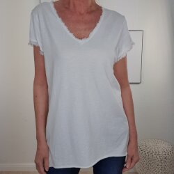 Basic Shirt Fringe- One Size Weiß