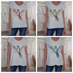 V-Neck Shirt Flying Kolibri- One Size(4 Farben)