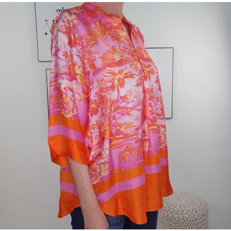Satin Schlupf Bluse Dschungel- One Size