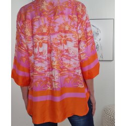 Satin Schlupf Bluse Dschungel- One Size