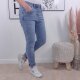Karostar Damen Stretch Jeans| Boyfriend Hose mit dekorativen Schmuckkn&ouml;pfen| Mid Rise 5 Pocket Denim Hose
