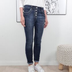 Stretch Jeans mit Schmuck Kn&ouml;pfen 