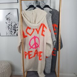 Kuschel Strickmantel PEACE LOVE