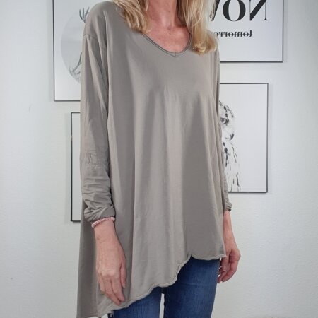 Basic Vokuhila Longsleeve Taupe One Size