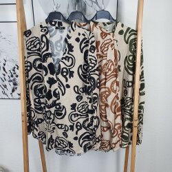 Langarm Blusen Shirt FLOWER- One Size