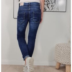 Stretch Jeans mit Glitzer Herz Kn&ouml;pfen