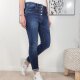 Jewelly Damen Stretch Jeans| Boyfriend Hose mit dekorativen Herzknopf| Mid Rise 5 Pocket Denim Hose| sichtbare Knopfleiste Heart Denim S