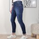 Jewelly Damen Stretch Jeans| Boyfriend Hose mit dekorativen Herzknopf| Mid Rise 5 Pocket Denim Hose| sichtbare Knopfleiste Heart Denim S