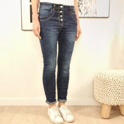 Jewelly Stretch Jeans mit Schmuck Knöpfen S
