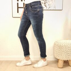 Jewelly Stretch Jeans mit Schmuck Knöpfen S
