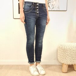 Jewelly Stretch Jeans mit Schmuck Kn&ouml;pfen XL