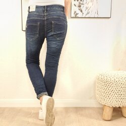 Jewelly Stretch Jeans mit Schmuck Kn&ouml;pfen XL