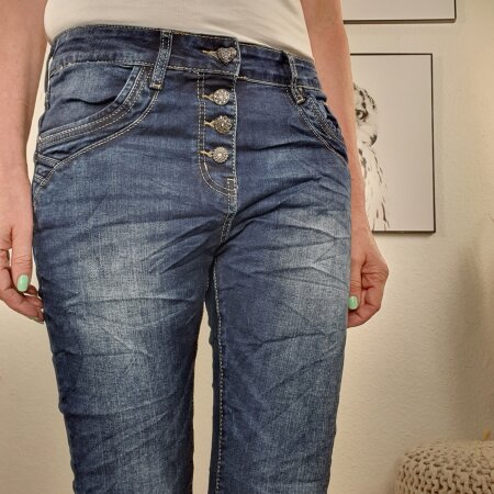Jeans - Stretch Knöpfen mit Jewelly Collins Glitzer - Sti Tim dunklen
