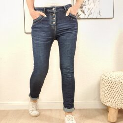 Jewelly Sweat Denim Jeans mit Schmuck Kn&ouml;pfen