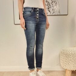 Jewelly Denim Jeans mit Schmuck Kn&ouml;pfen L