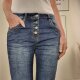 Jewelly Denim Jeans mit Schmuck Knöpfen L