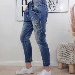Loose Fit Boyfriend Jeans GLITTER SKULL