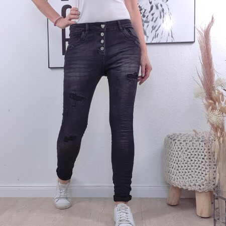 Black denim destroyed Jeans L